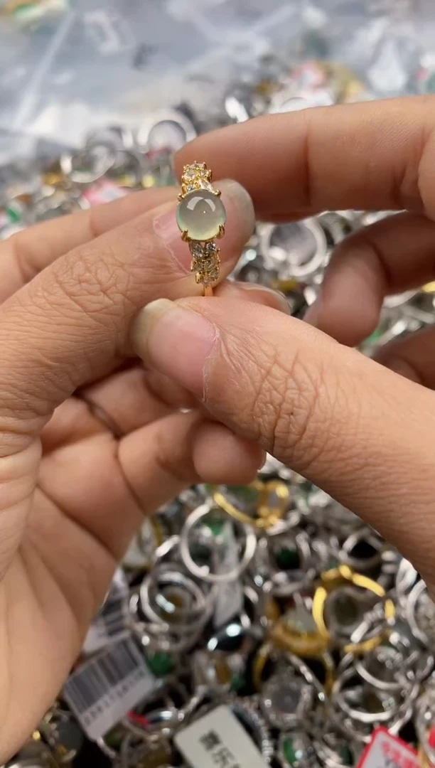 银S925镶嵌戒指翡翠777---4