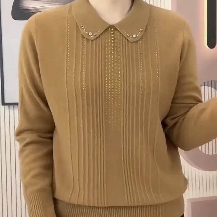 时尚中老年妈妈针织打底衫2025秋冬新款高级设计减龄百搭毛衣衫女