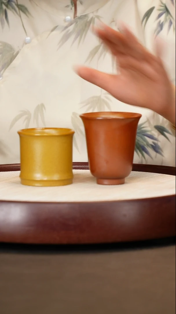 紫砂茶杯柴烧主人杯一对