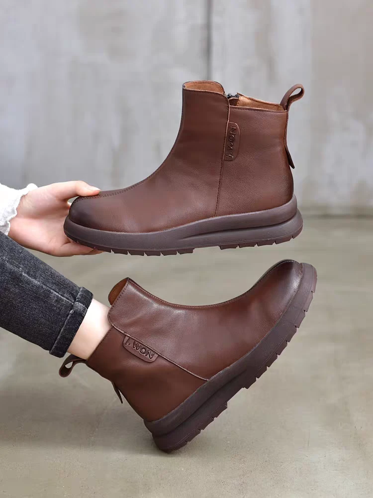 24605头层牛皮厚底复古手工百搭马丁靴