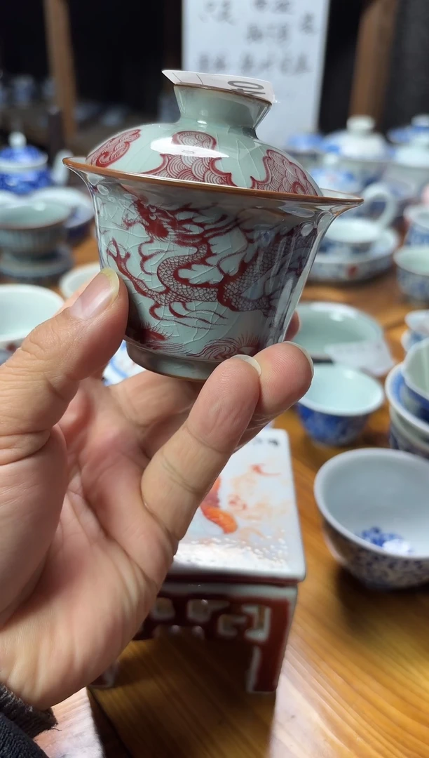 摆件陶瓷茶杯茶具三才盖碗