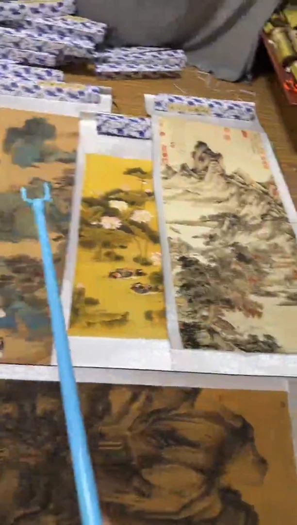 竖款客厅玄关办公室山水花鸟人物寓意风景图