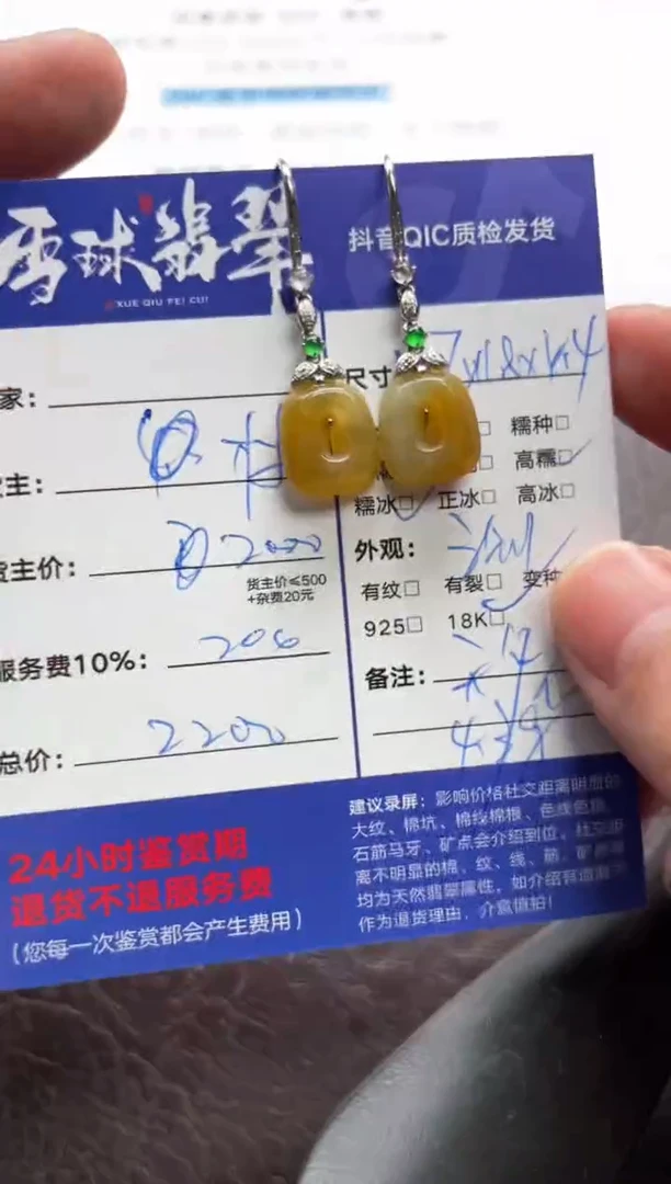 翡翠18K金镶嵌耳饰11121104016