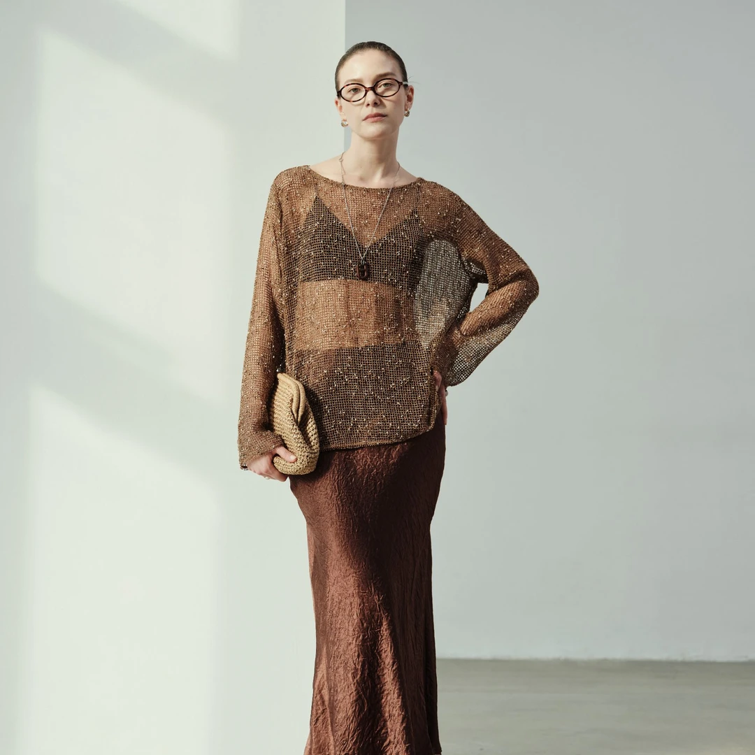 CHIC ZHI 设计师毛衫慵懒风镂空时尚休闲长袖打底衫