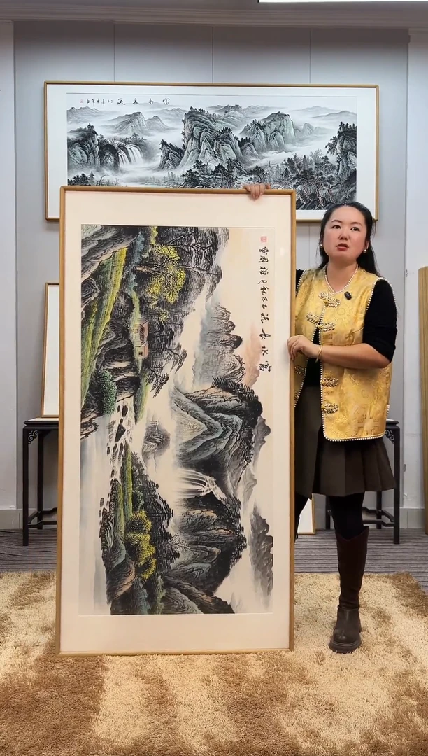 国画手绘山水162*82尺寸