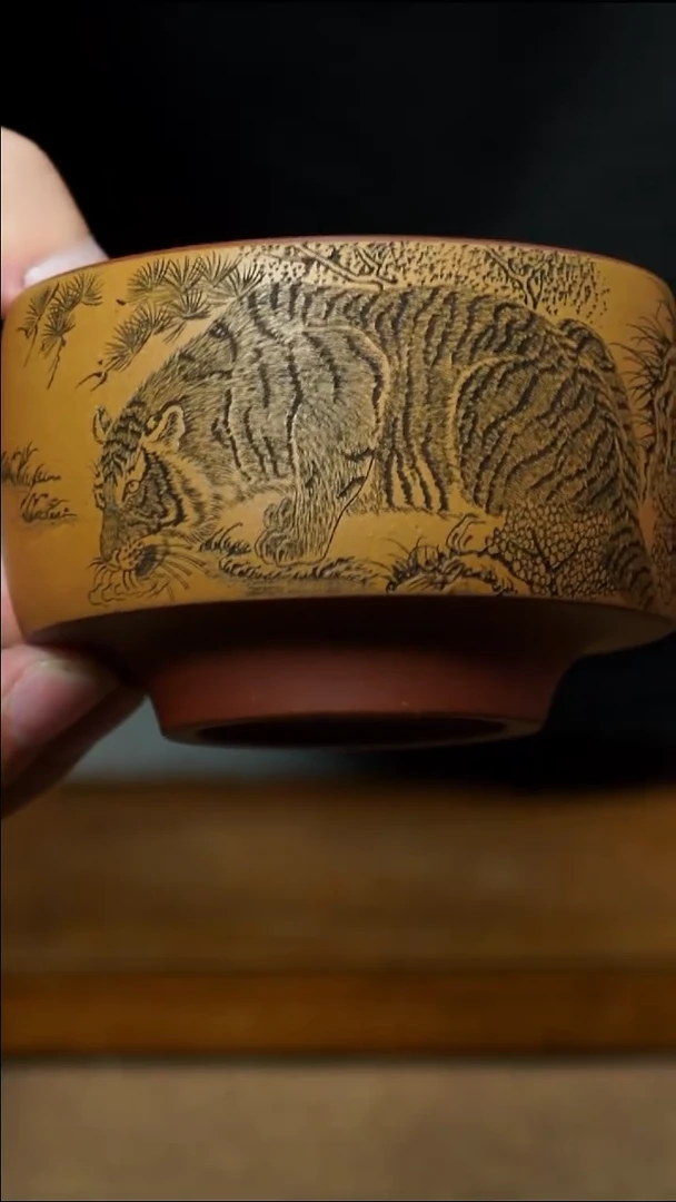 茶杯紫砂南柯记全手刻山君杯