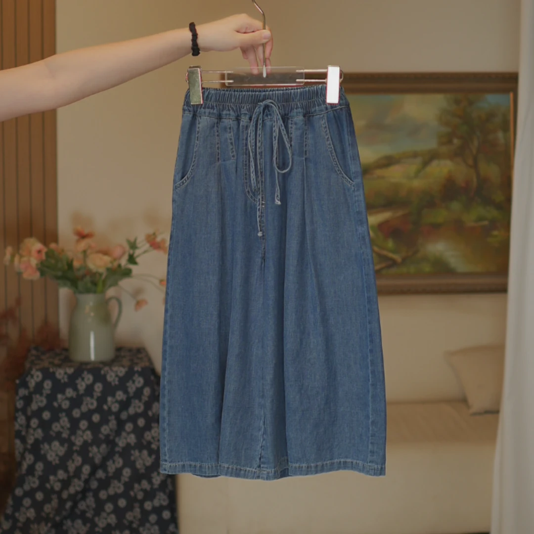 女童牛仔裤八分裤2025新款夏款夏季中大童洋气宽松半身裤子小女孩