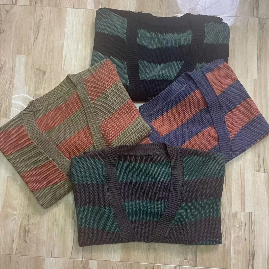 （老刘家条纹开衫）7103  百搭  遮肉  显瘦  休闲  横条 长袖 开衫