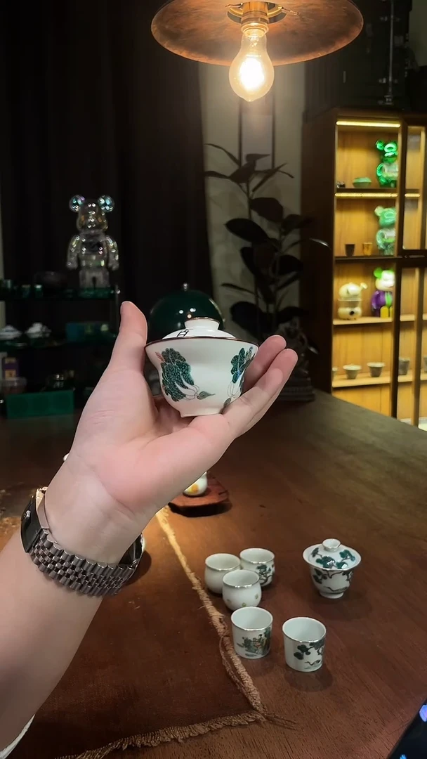 包铜白菜葫芦盖碗