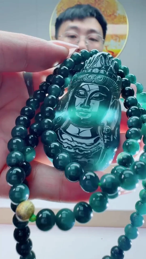 翡翠未镶嵌颈饰观音首多样性随机发其一