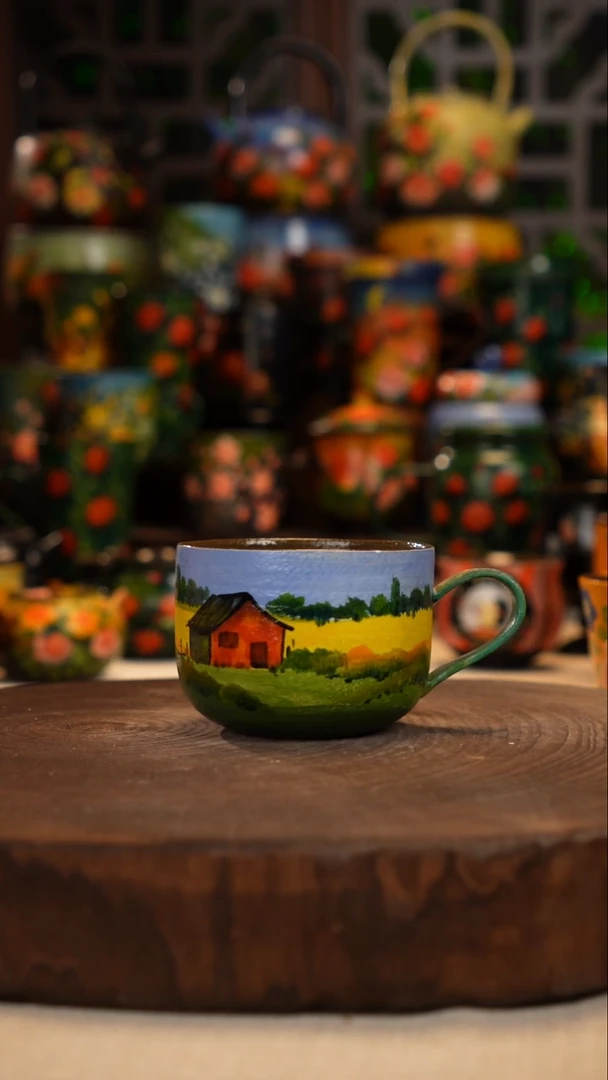 紫砂油画手绘釉下彩