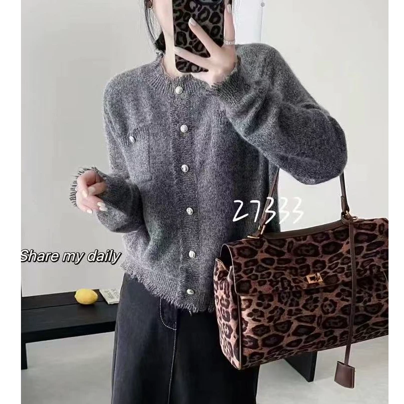 【小香风流苏】欧货气质针织开衫女毛衣外套气质单排扣宽松上衣