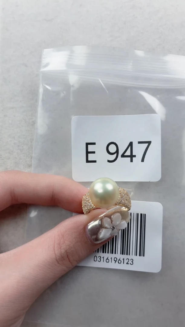 银S925镶嵌戒指海水珍珠E947