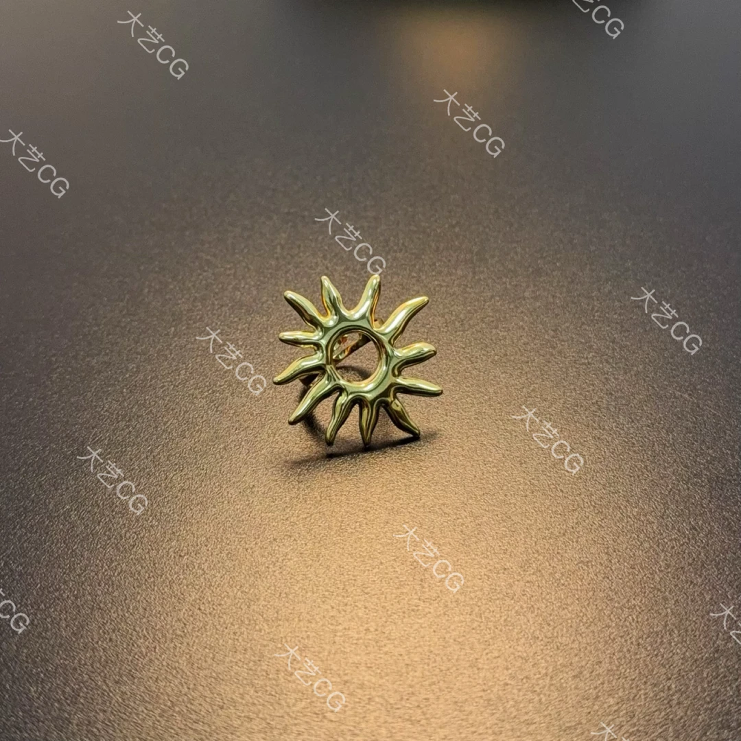 铜合金戒指 小众太阳戒指金色开口可调节指环复古风RICug 0405