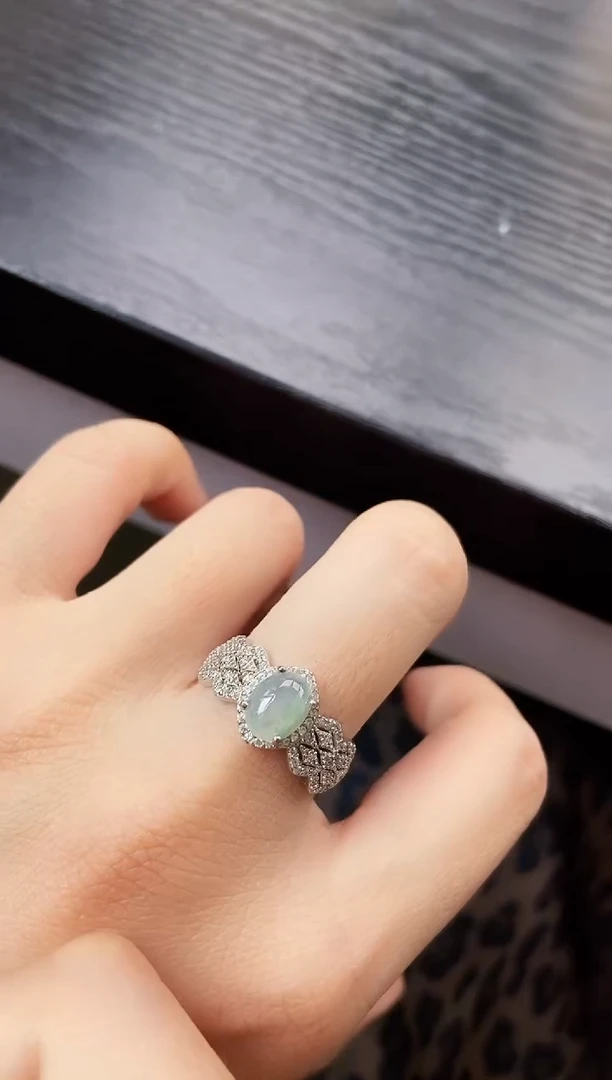 银S925镶嵌戒指翡翠12