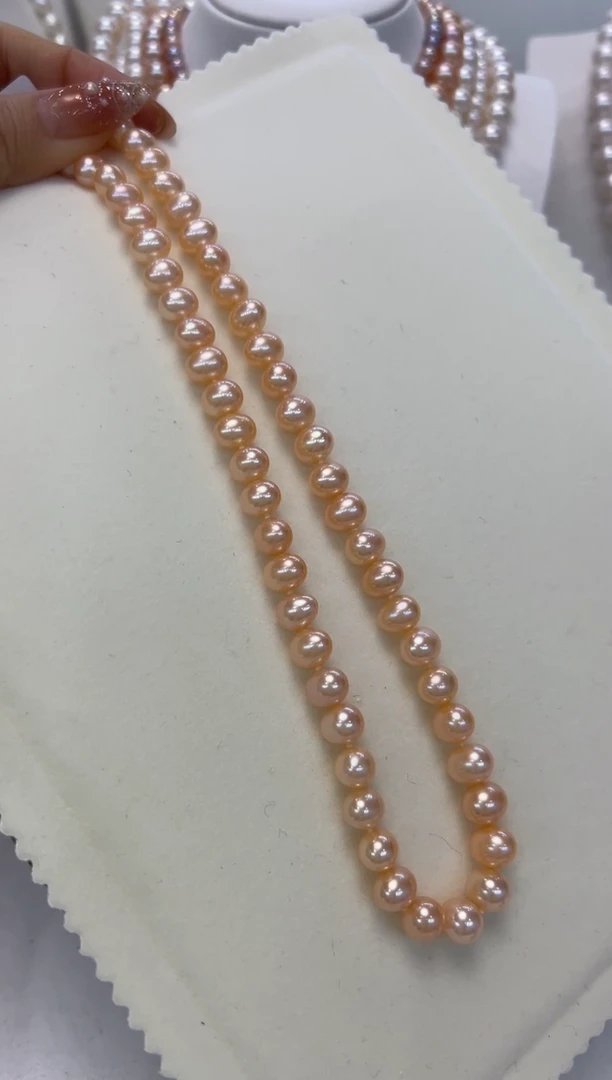 【闪购商品】淡水珍珠颈饰银S925镶嵌7-8mm