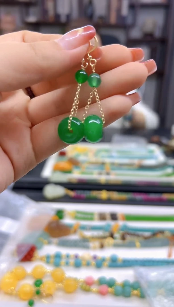 【闪购商品】翡翠耳饰14K金镶嵌耳饰E303