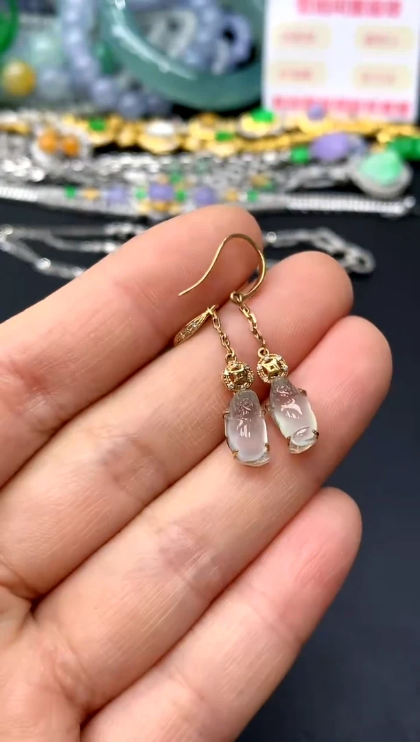 18K金镶嵌翡翠耳饰109-中国好珍宝