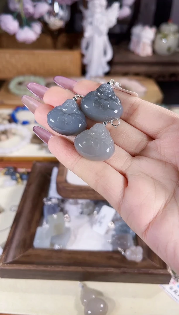 吊坠(不含链)银S925镶嵌和田玉多样性发其一孤品默认微瑕