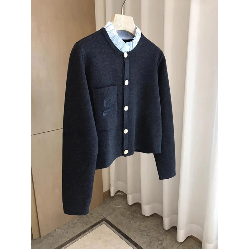 吼吼好看呐！法式轻奢针织衫女可拆卸木耳领刺绣气质好看外套上衣