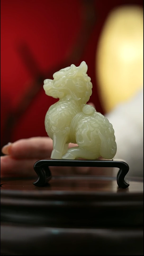 玉【祥瑞麒麟】天然玉石摆件