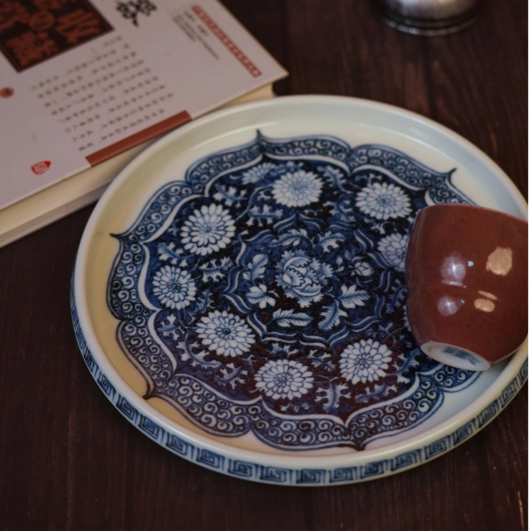 幽蓝溪堂花卉壶承19cm