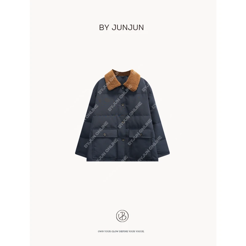Byjunjun 2024冬季新款高级女装【爱尔兰】毛领羽绒服C24F8028