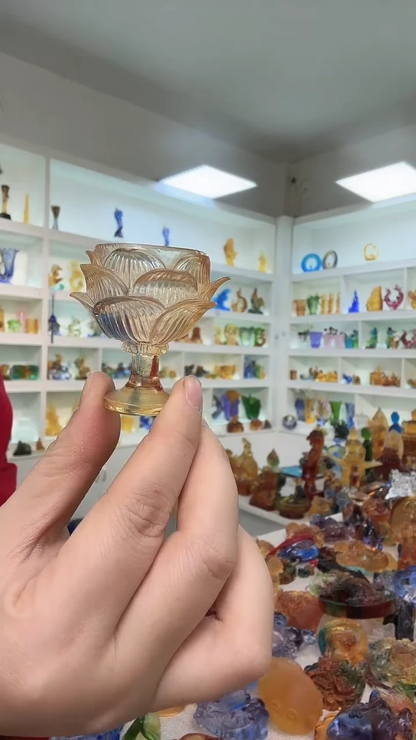 手工艺品琉璃莲花杯两个