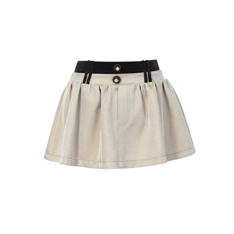 LeFame/拉飞姆2025年春撞色双腰头假两件高腰半裙LF25C41SS182