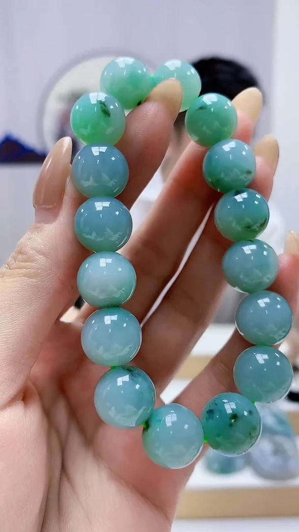 未镶嵌定制翡翠5028MM-毛货手串345