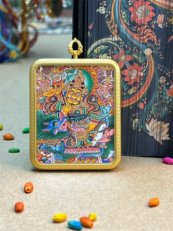 唐卡吊坠真品西藏纯手绘【C宝天】高卡粗狂沙高工唐卡西藏热贡非遗