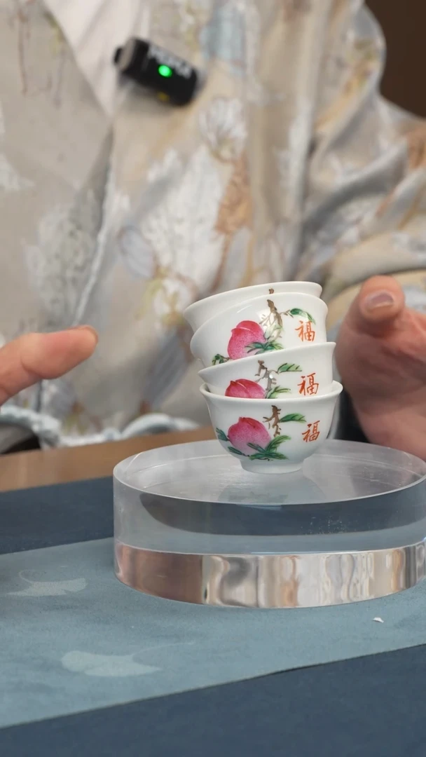 杯子瓷刘遂生 寿桃4只