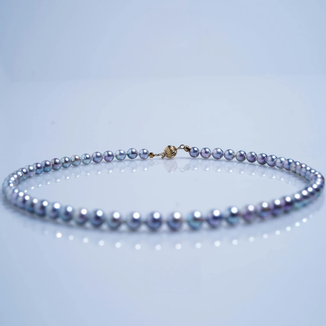 【玺润】白冰蓝炫彩Akoya真多麻6-7mm 珍珠项链  时尚 【多样性发货】