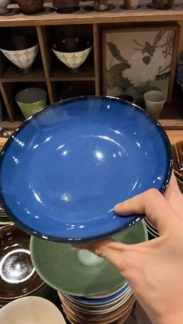 瓷片你****?824季蓝手工锅盘1个