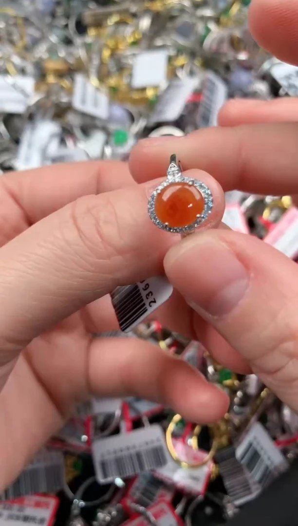 银S925镶嵌戒指翡翠777   10