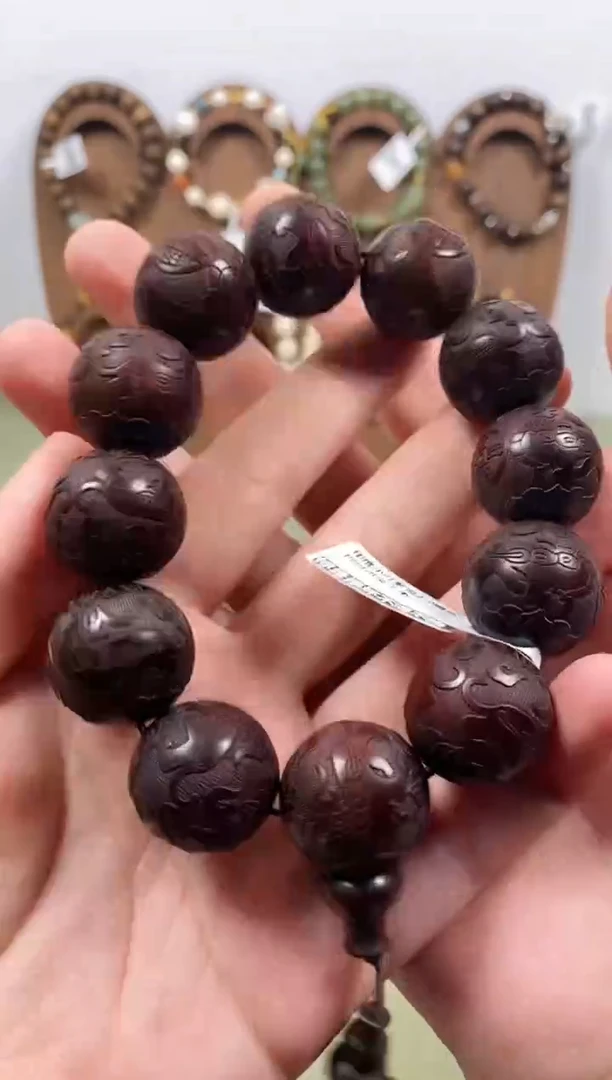 檀香紫檀（小叶紫檀）木头款印度小叶紫檀2.0雕刻手串