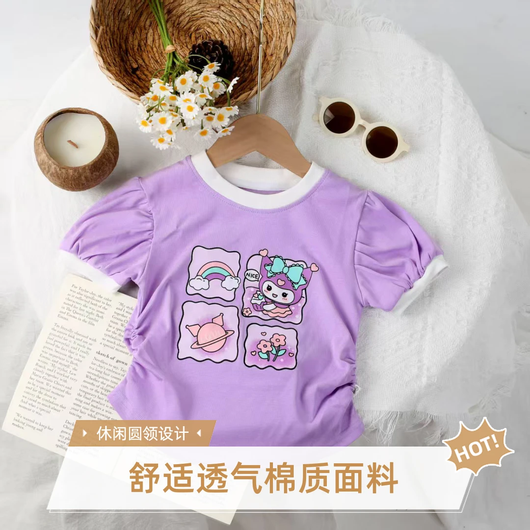 女童纯棉短袖库洛米可爱百搭印花t恤夏季儿宽松洋气卡通上衣