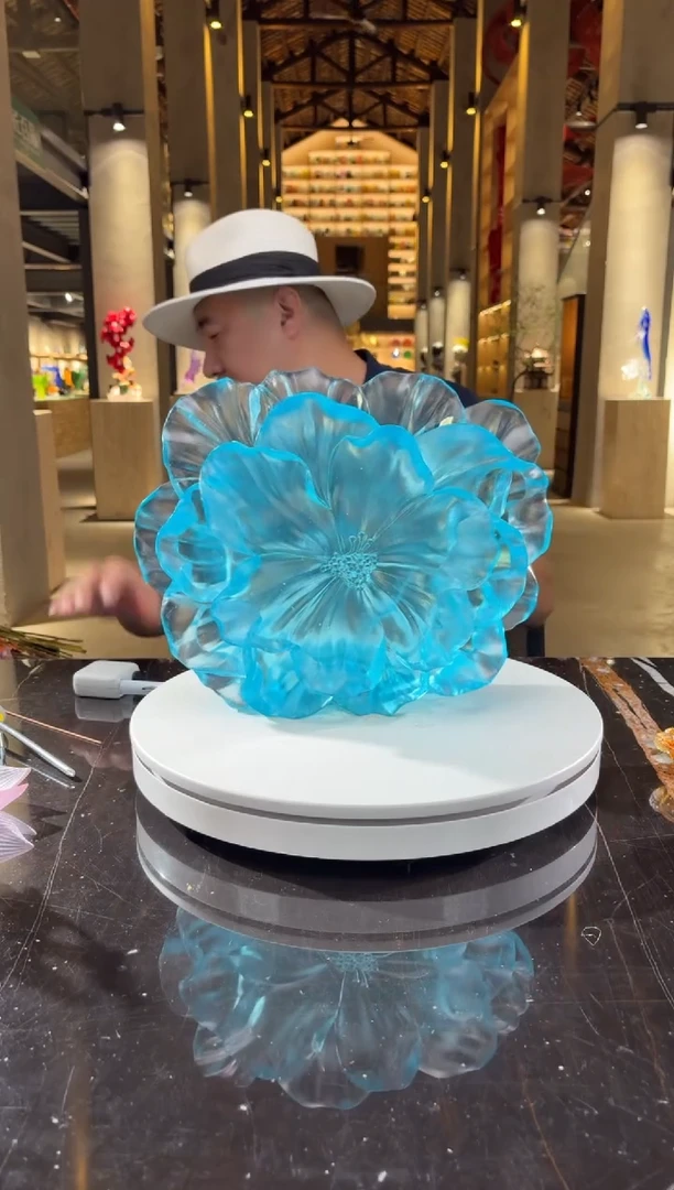 摆件天青色山茶花花器