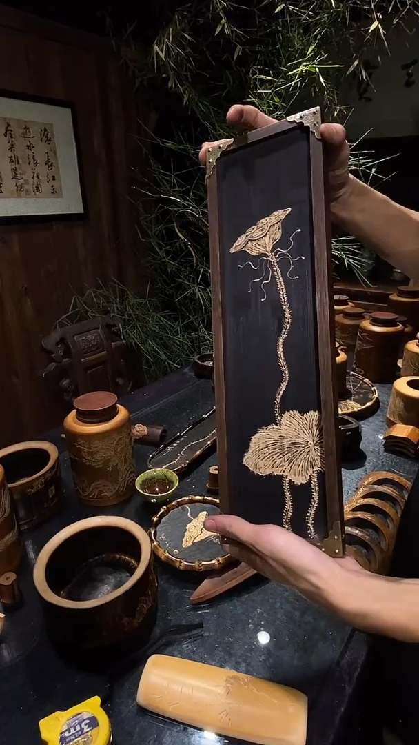 华****威夏雨听荷长方形茶盘..........