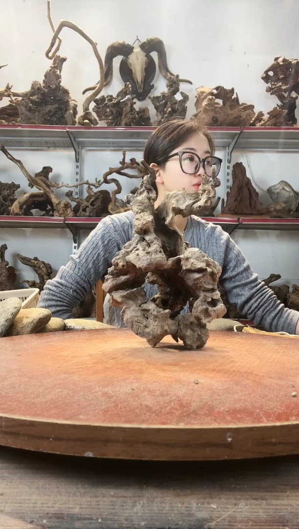 木往*黄荆随型风化镂空底座摆件无漆无蜡