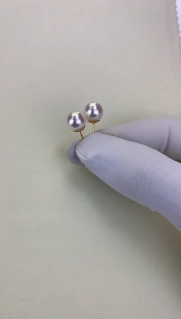 18K金镶嵌DA海水珍珠 GD015 8-8.5 素钉定制