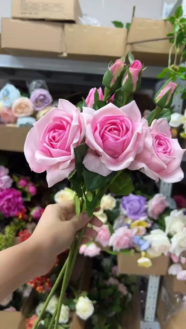 3枝粉色手感保湿妃子玫