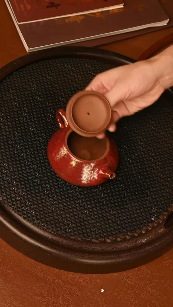 茶壶紫砂485精品小军制作.大漆纳瓢