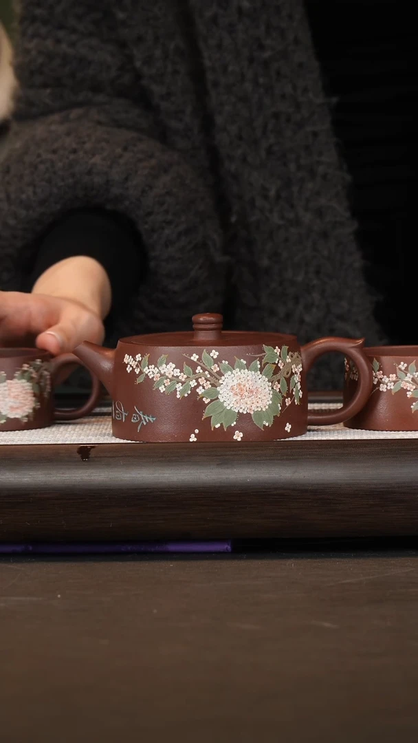 茶壶紫砂赵克南/紫泥/繁花似锦套组/270c