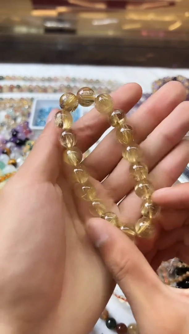 未镶嵌手串水晶金发晶手串 多样性发其一 11mm+