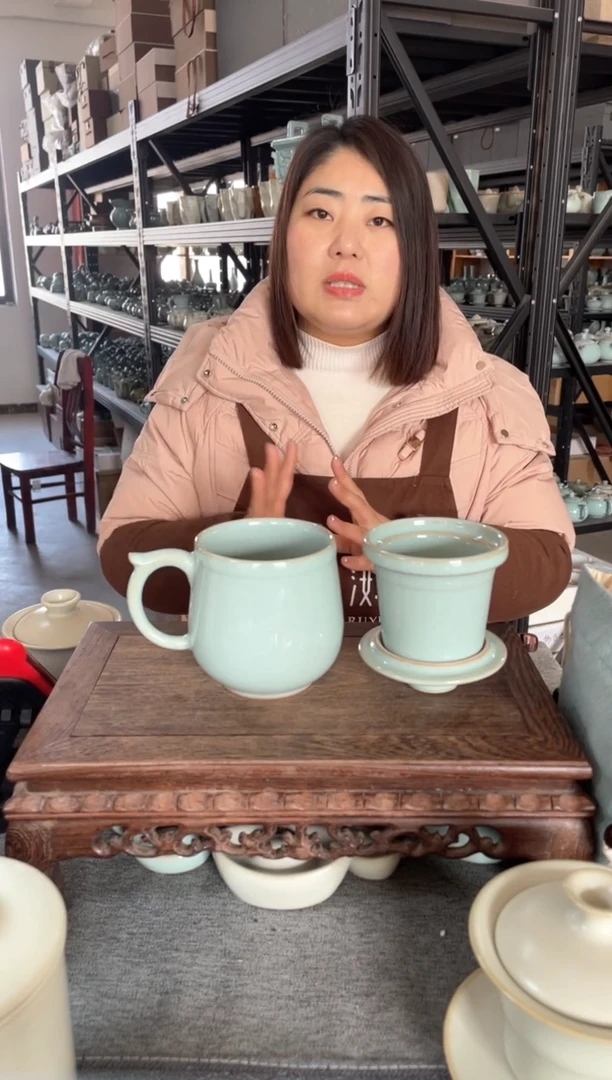 【闪购商品】瓷片天青容福茶水分离杯。。。