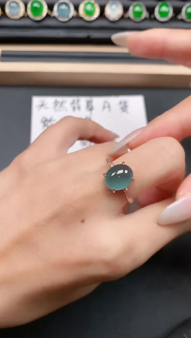 翡翠戒指银S925镶嵌111111