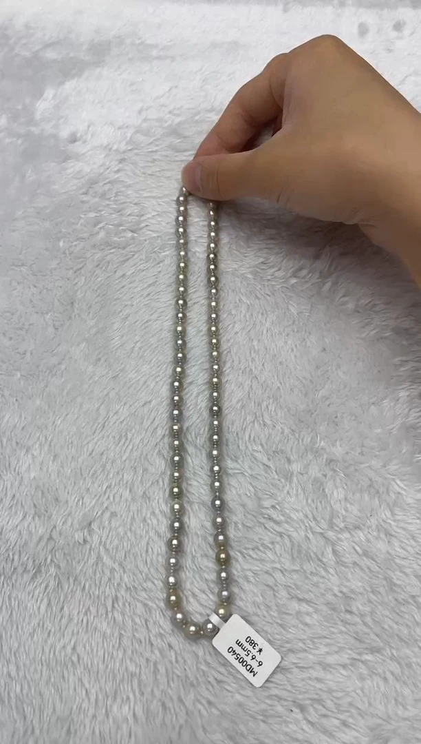 海水珍珠银S925镶嵌项链AK真多麻6-6.5mm