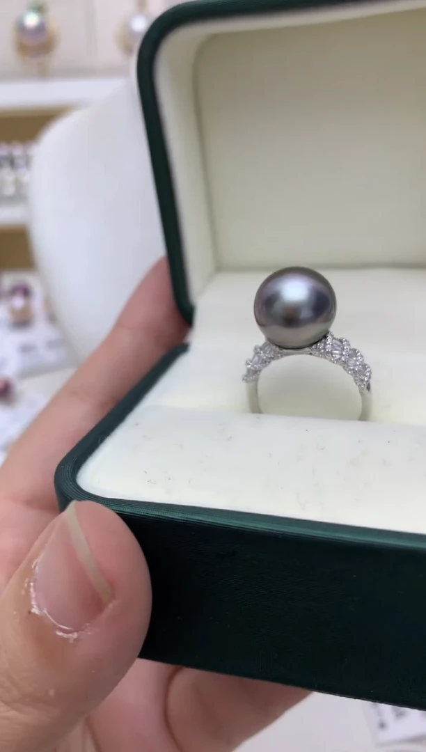 银S925镶嵌戒指海水珍珠e76