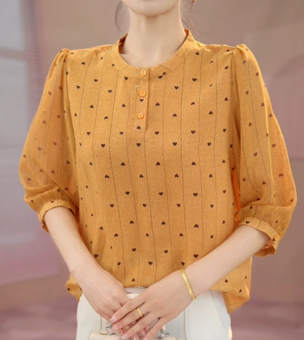 Y1376[高品质]气质优雅时尚碎花衬衫01
